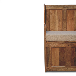 Cream Bouclé Upholstered Small Storage Bench