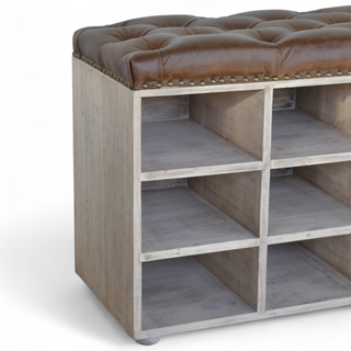 Mid-Century Modern Buffalo Hide Shoe Cabinet with Storage