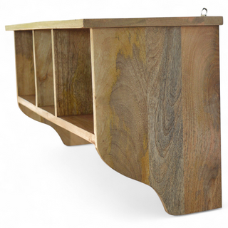 Mid Century Modern Wall Mounted Coat Rack with Shelves