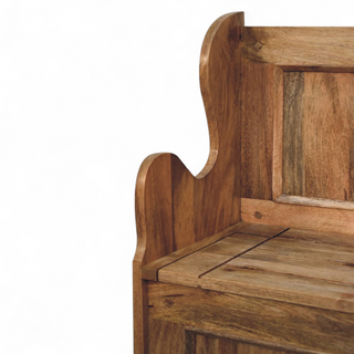 Rustic Solid Wood Mini Monks Storage Bench