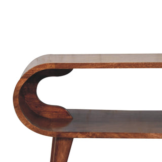 Close-up of finish detail on Amaya Nordic Style Honey Caramel Coffee Table