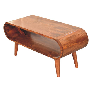 Finish detail view of Amaya Nordic Style Honey Caramel Coffee Table, showing the tabletop, frame and furniture finish