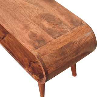 Top view of Amaya Nordic Style Honey Caramel Coffee Table, showing the tabletop, frame and furniture finish