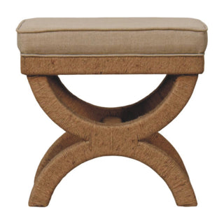 Arch Rattan Bench Curved Leg Natural Rattan - front view product shot