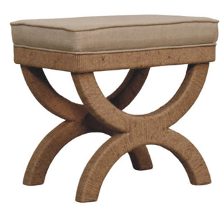 Arch Rattan Bench Curved Leg Natural Rattan - side profile curved leg arch view