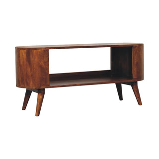 Arlo Shoe Cabinet Open-Slot Oval Bench - side angle view