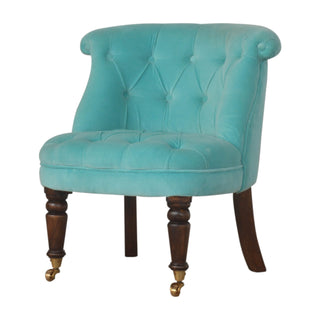 Aurelia Accent Chair Turquoise Velvet - side angle view