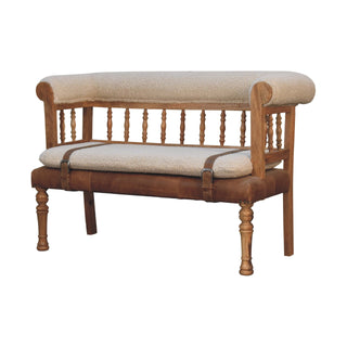 Auryn Hallway Bench Cream Boucle - side angle view