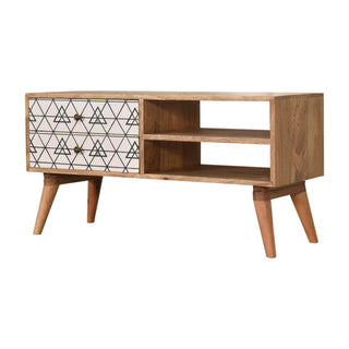 Axel Media Unit Oak Black White - side angle view