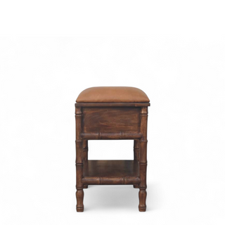 Additional angle of Bamboo Carved Solid Wood Storage Bench with solid wood carved