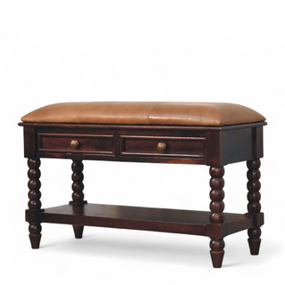 Side view of Barclay Solid Wood Upholstered Storage Bench, showing the upholstered seat, legs and silhouette