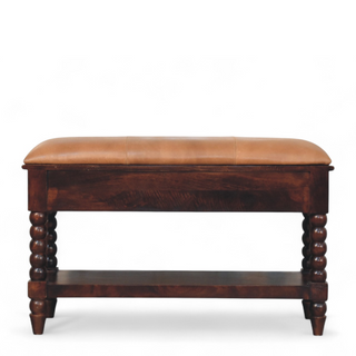 Additional angle of Barclay Solid Wood Upholstered Storage Bench, showing the upholstered seat, legs and silhouette
