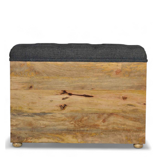 Rear angle view of Black Tweed Upholstered 6-Slot Shoe Storage Bench, showing the upholstered seat, legs and silhouette