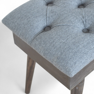 Seat detail view of Black Tweed Upholstered Solid Wood Storage Bench with solid wood black tweed