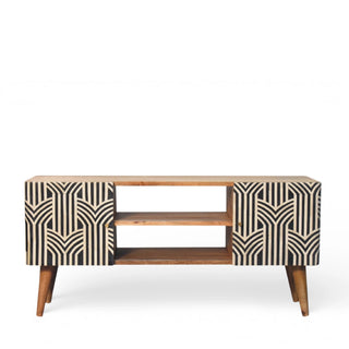 Edessa Bone Inlay Media Unit Art Deco Black White