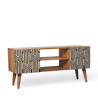 Edessa Bone Inlay Media Unit Art Deco Black White