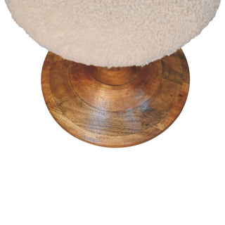 Boucle Teak Accent Stool - seat top view