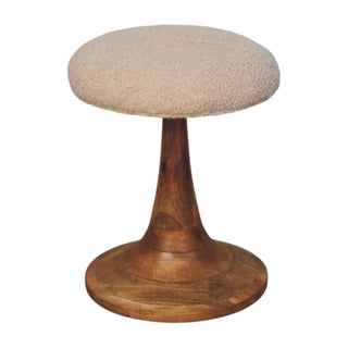 Boucle Teak Accent Stool - side angle view
