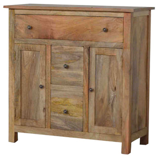Side angle view of Bramley Sideboard Cabinet with Cupboard Doors and Drawers in Rustic Oak Finish