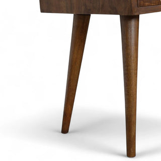 Brass Inlay Solid Wood Nightstand Mini Geometric Design - rattan texture close up