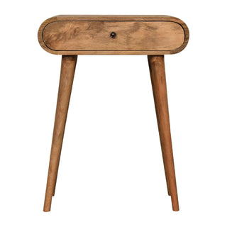 Front view of Brio Small Console Table with Drawer Natural Oak Pill-Top Mango Wood