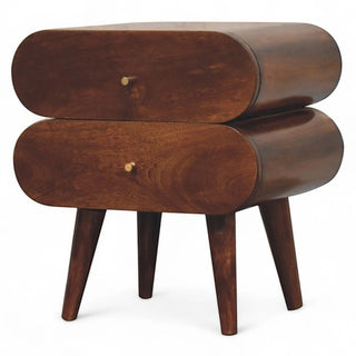 Bubble Chestnut Nightstand Solid Mango Wood - drawer open detail