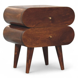 Bubble Chestnut Nightstand Solid Mango Wood - rear profile view