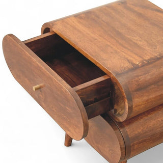 Bubble Chestnut Nightstand Solid Mango Wood - side angle view