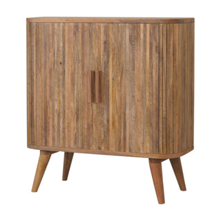 Caden Drinks Cabinet Oval Ribbed Rustic Mango - front view