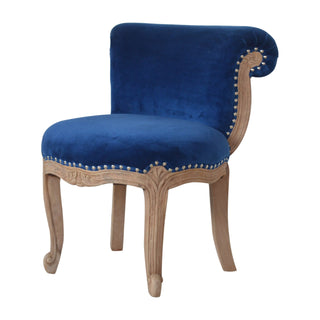Celeste Accent Chair Royal Blue Velvet - side angle view