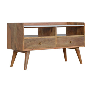 Celeste Media Unit Faux Marble Top - side angle view