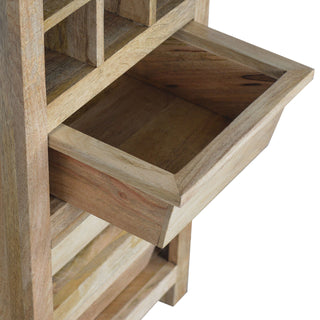 Cello Drinks Cabinet Wine Rack Natural Oak - side angle view