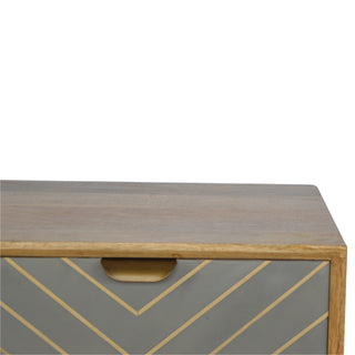Close-up of finish detail on Cement Inlay Bedside Table with Open Shelf | Oak-ish