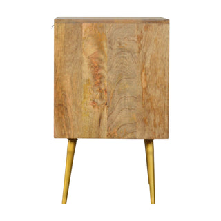 Back view of Cement Inlay Bedside Table with Open Shelf | Oak-ish with open shelf shelf