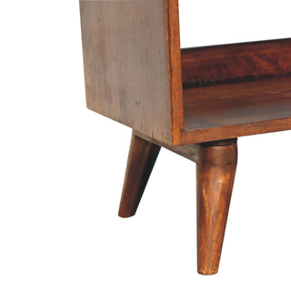 Top view of Chestnut Bench with Brown Leather Seatpad with chestnut brown leather