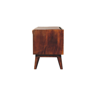 Back view of Chestnut Bench with Brown Leather Seatpad with chestnut brown leather