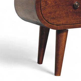 Top view of Chestnut Circular Solid Wood TV Stand with solid wood chestnut circular