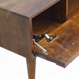 Storage view of Chestnut Diamond Carved Solid Wood Storage Bench with solid wood chestnut carved