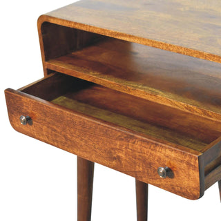 Storage view of Chestnut Nordic Style One Drawer and One Open Slot Console Table