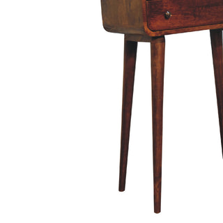 Top view of Chestnut Nordic Style One Drawer and One Open Slot Console Table