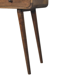 Classic Grey Rounded Console Table - wood grain close-up