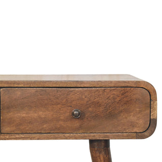 Classic Grey Rounded Console Table - drawer open detail