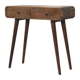 Classic Grey Rounded Console Table - side angle view