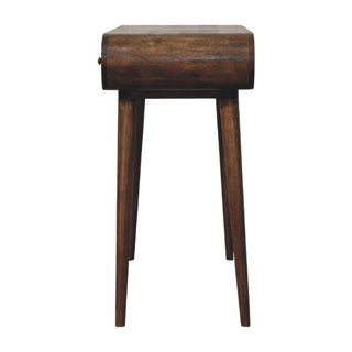 Back view of Contour Curve Dressing Table, showing the tabletop, frame and furniture finish