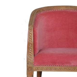 Back view of Coral Accent Chair Pink Velvet Studded Open Frame Turned Leg