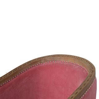 Leg detail view of Coral Accent Chair Pink Velvet Studded Open Frame Turned Leg
