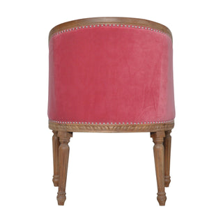 Additional angle of Coral Accent Chair Pink Velvet Studded Open Frame Turned Leg