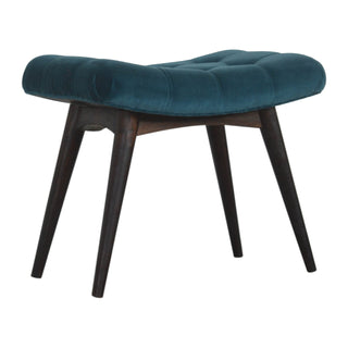 Cove Upholstered Bench Teal Velvet - button tufted seat detail close-up