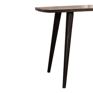 Back view of Crest Coffee Table Solid Mango Wood Brass Cross Inlay Top Ash Black Nordic Legs