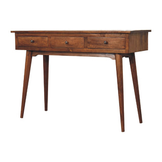 Crest Console Table – Chestnut – rear view showing chestnut mango wood construction and nordic legs